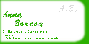 anna borcsa business card